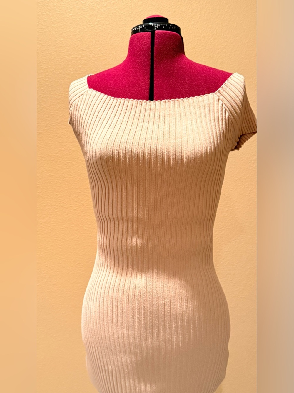 Cotton On Cream Ribbed Off-Shoulder Mini Dress